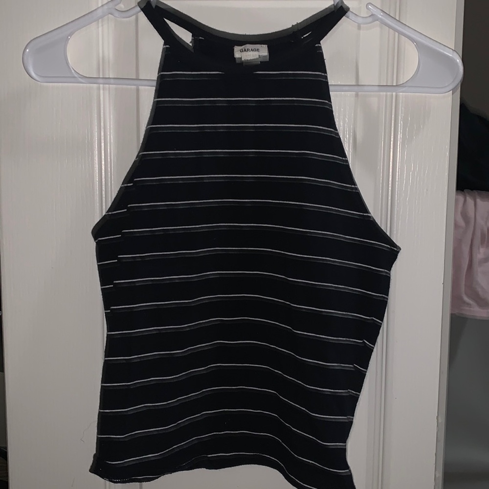 striped halter neck tank